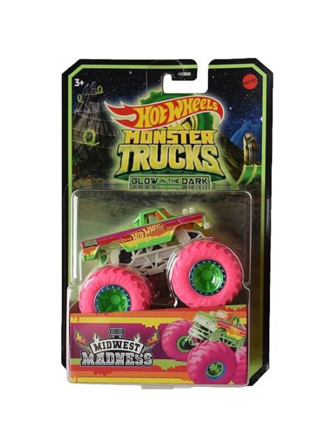 Hot Wheels Monster Trucks 1:64 Glow in the Dark Diecast - Midwest Madness (No Color- Image 2)