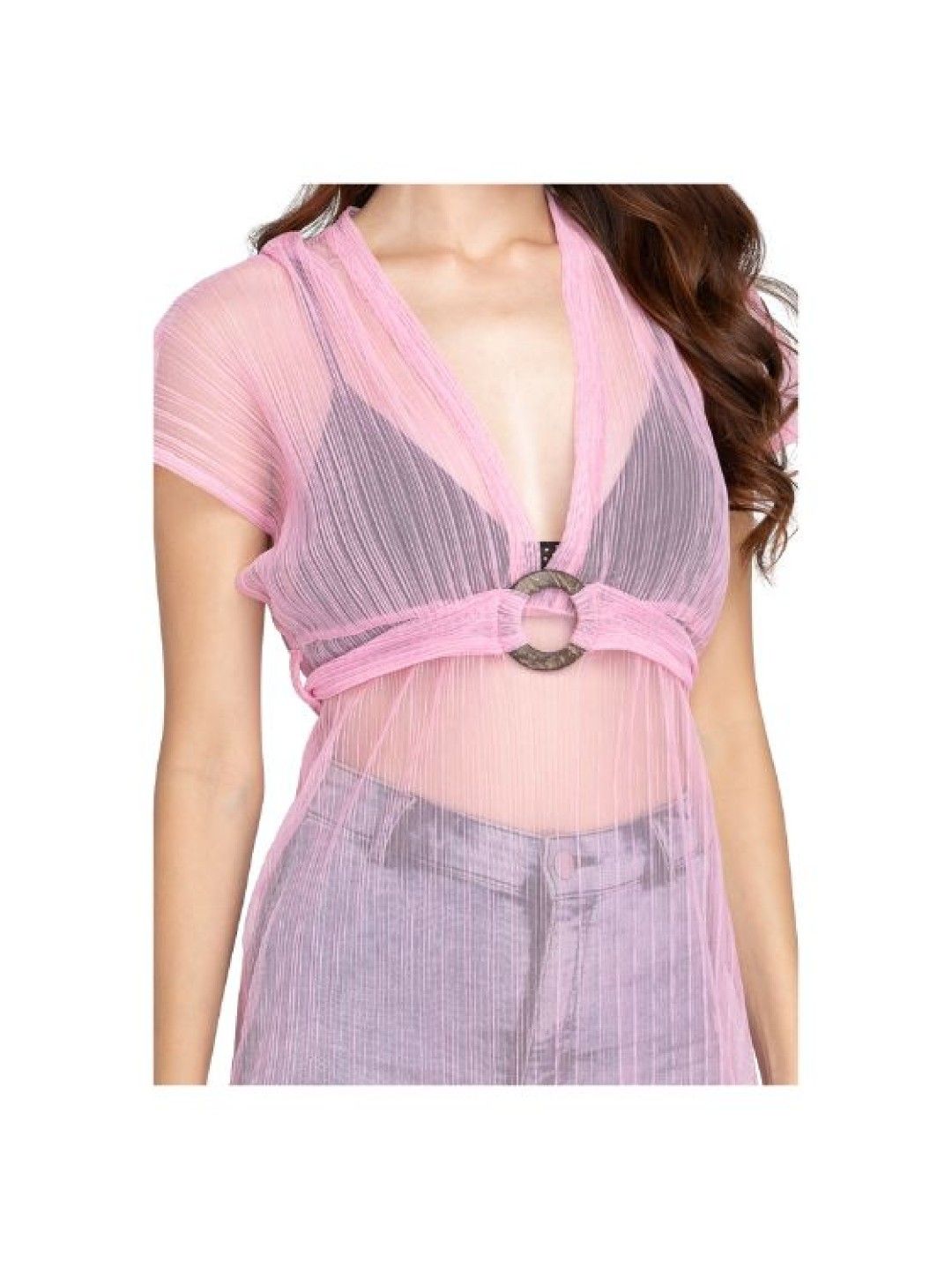 Eve's Chic Leanna Sheer Cover Up Dress (Pink- Image 2)