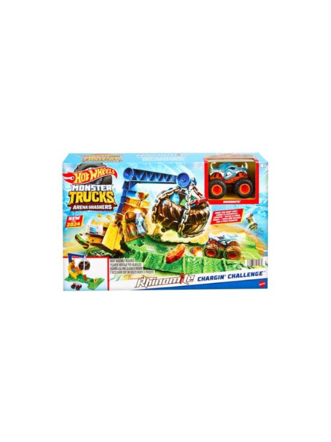 Hot Wheels Monster Trucks Toy Truck & Playset, Rhinomite Chargin' Challenge (No Color- Image 4)