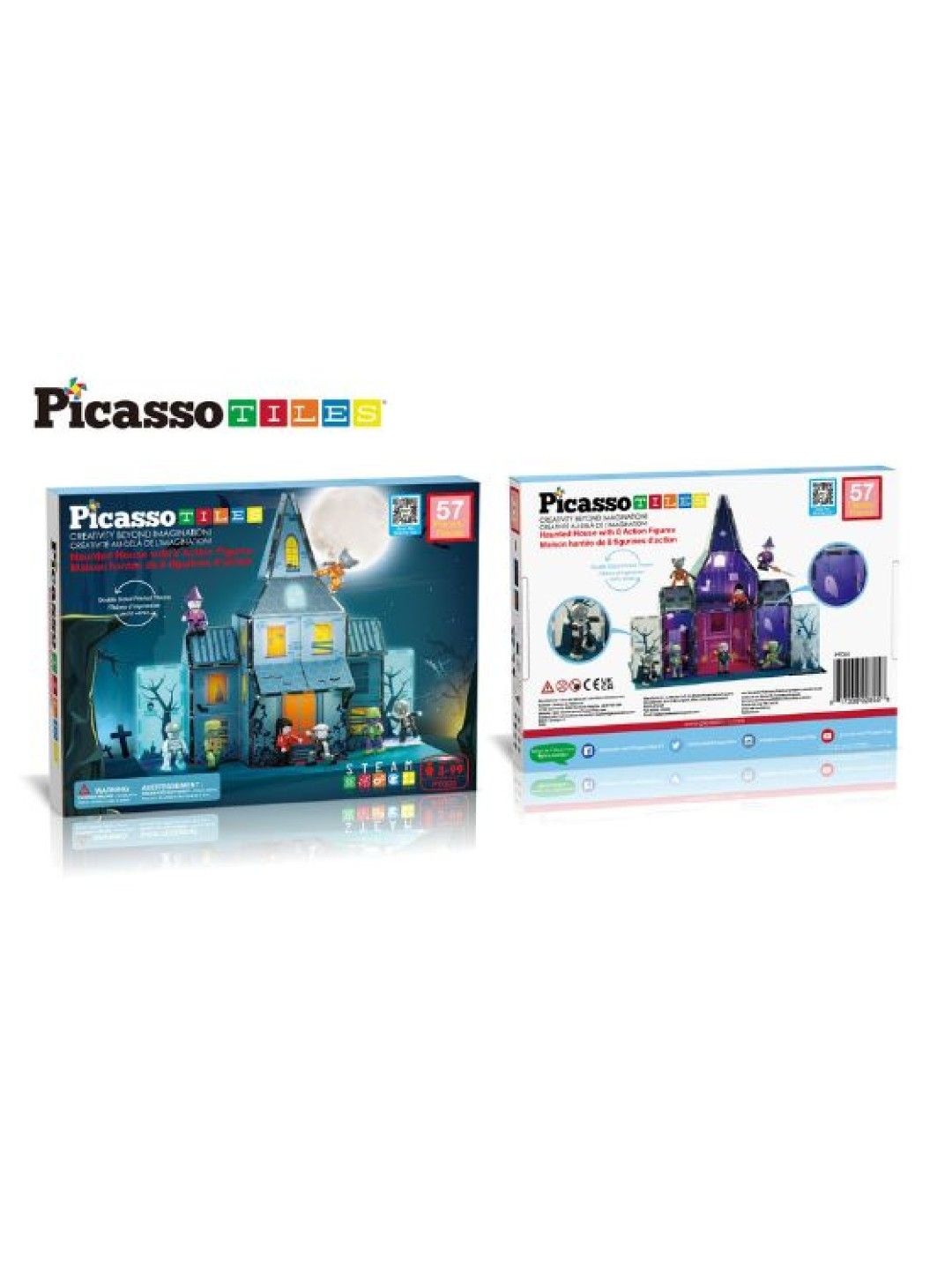 Picasso Tiles Haunted House Theme with 8 Action Figures Magnetic Building Set (No Color- Image 4)