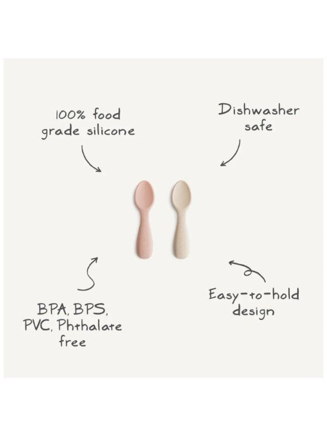 Mushie Silicone Toddler Starter Spoons 2-Pack (Tradewinds- Image 2)