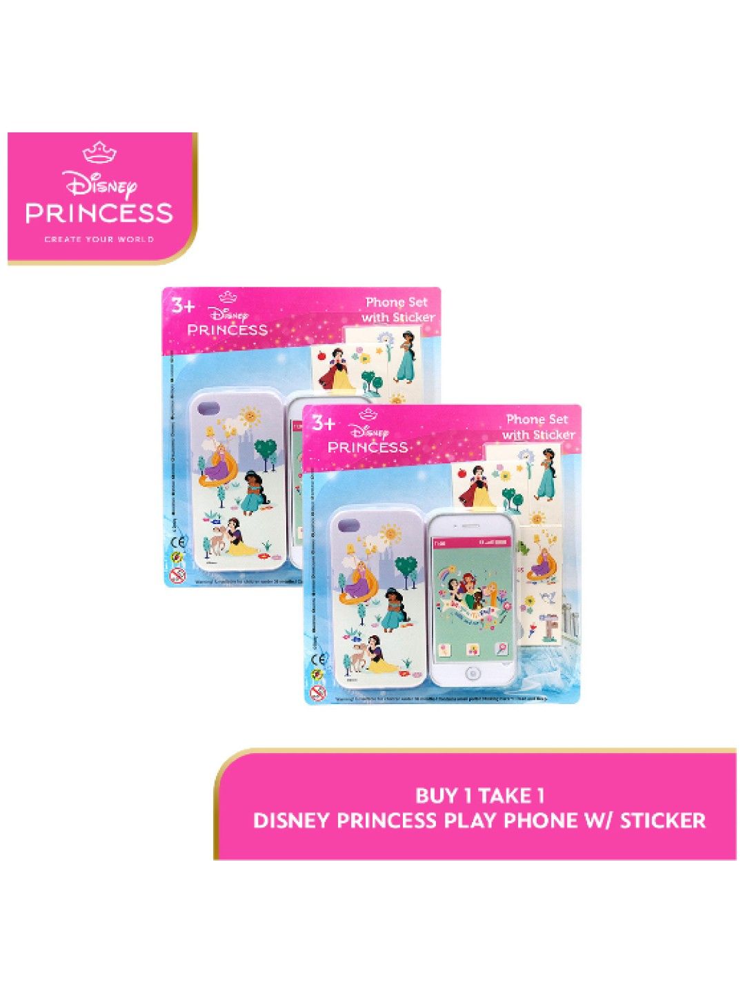 Disney Princess Buy 1 Take 1 Play Phone Set with Sticker (No Color- Image 2)