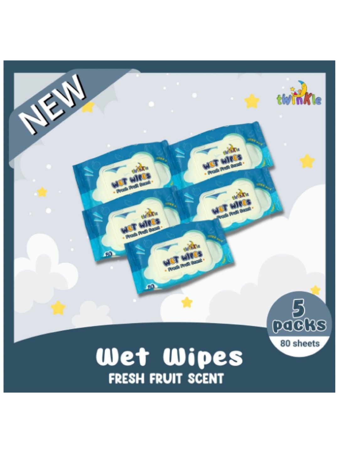 PanPee Twinkle Wet Wipes - Fresh Fruit Scent 80s (5 pack) (No Color- Image 3)
