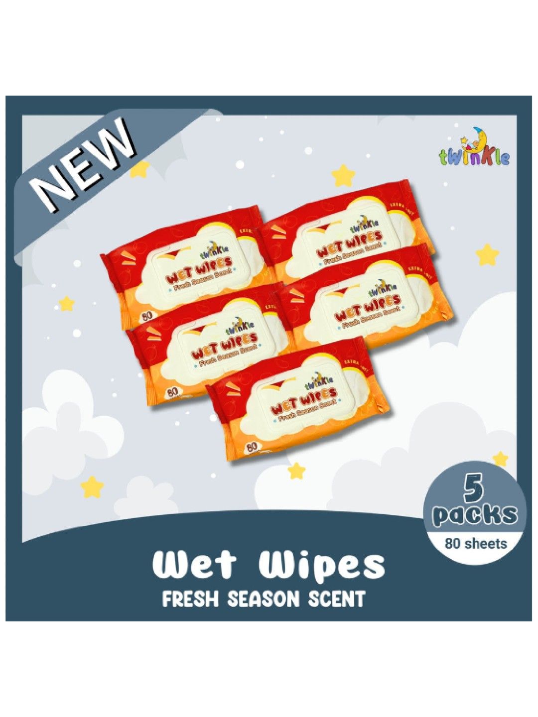 PanPee Twinkle Wet Wipes - Fresh Season Scent 80s (5 pack) (No Color- Image 3)