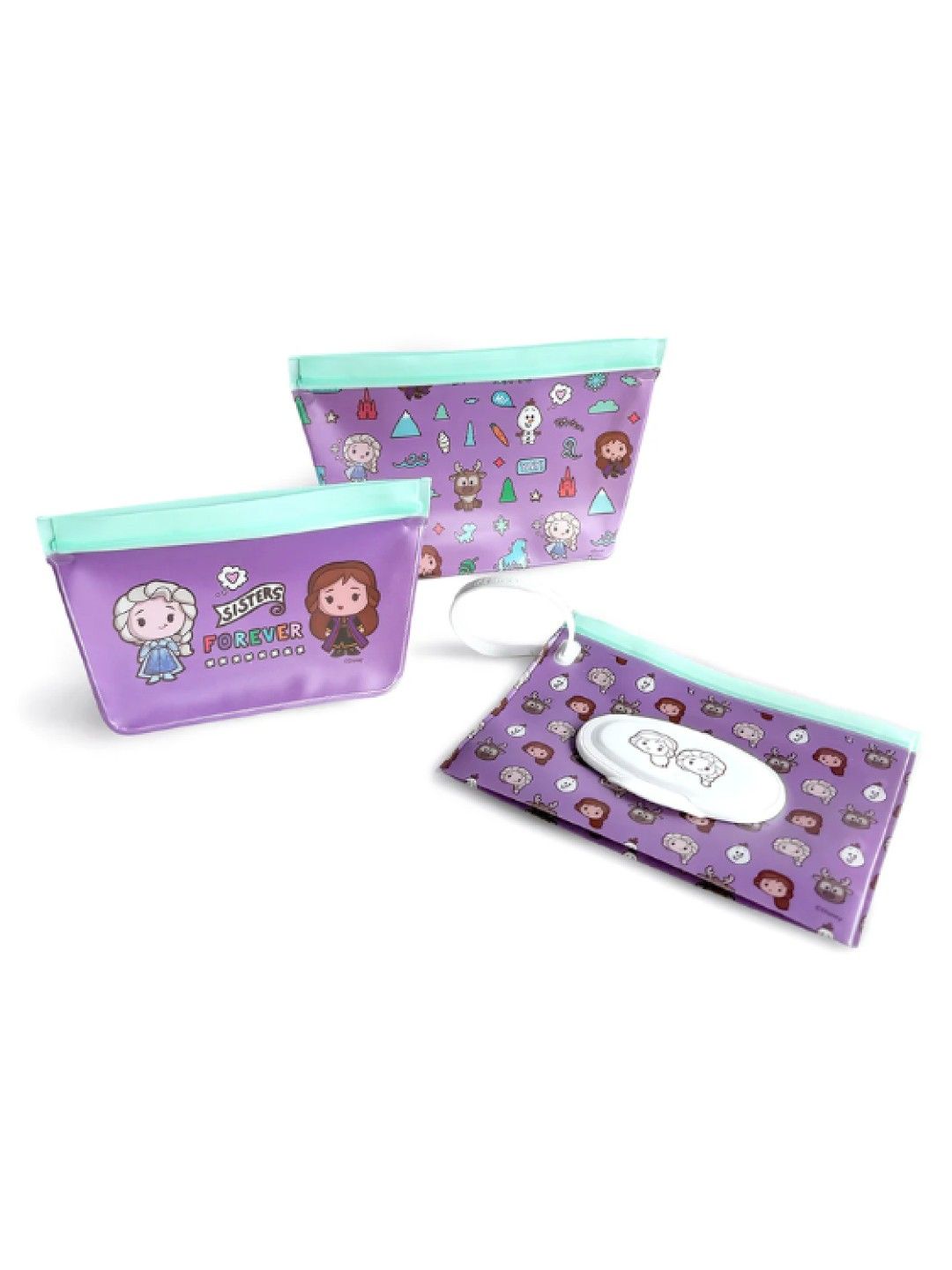 Zippies Lab Disney 3-Piece Bag Organizer Set with Wipes Pouch - Frozen Chibii (No Color- Image 2)
