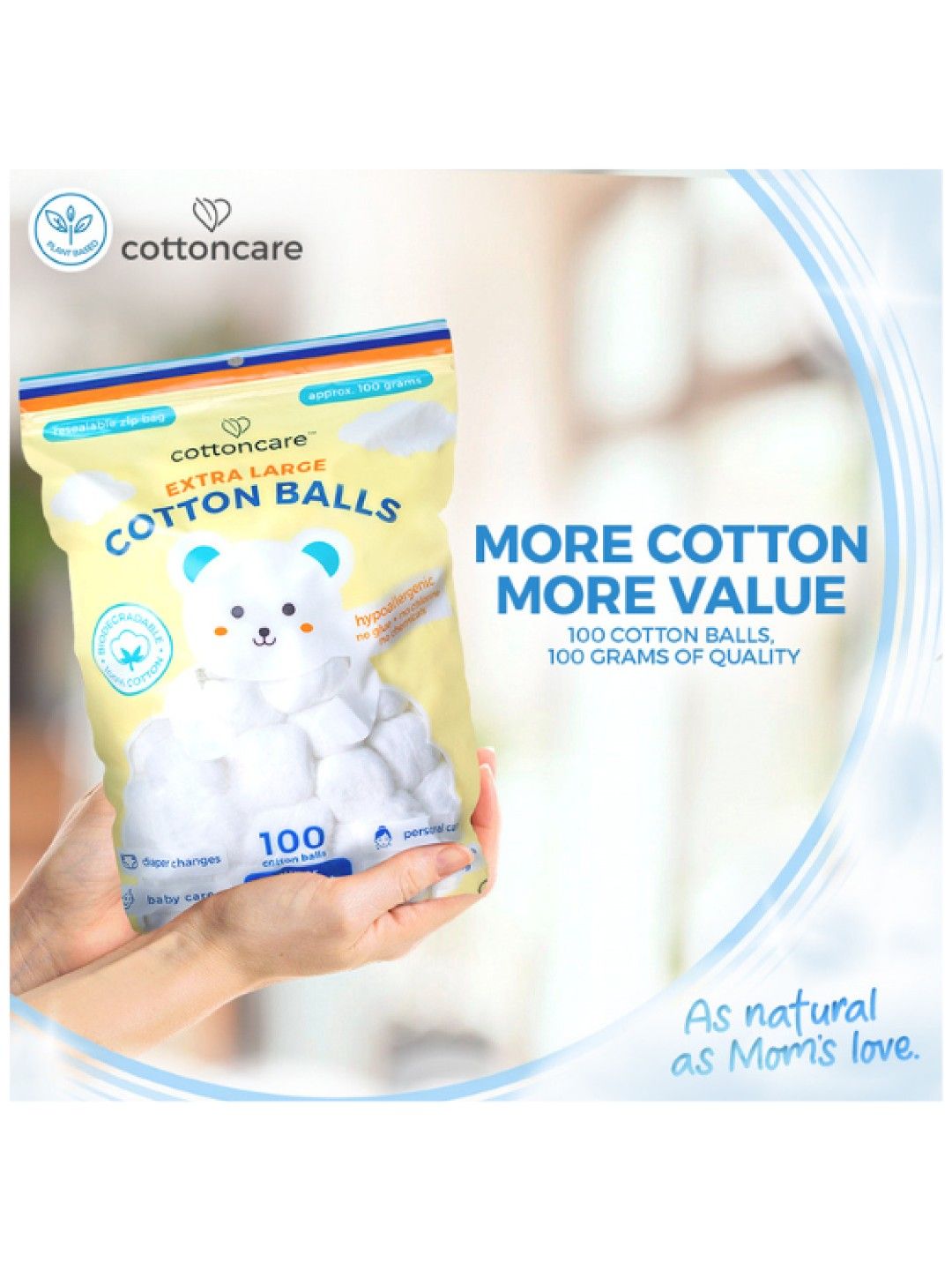 Cotton Central™ Cottoncare™ Premium Extra Large Cotton Balls (100pcs/100g) (No Color- Image 2)
