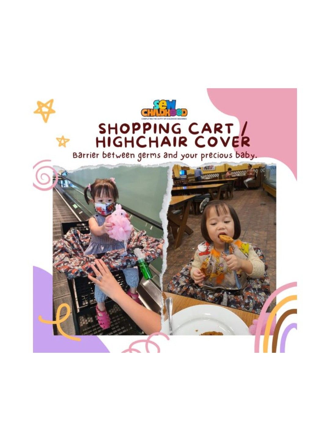 Sew Childhood Shopping Cart / High Chair Cover (Jungle Bright Gray- Image 2)