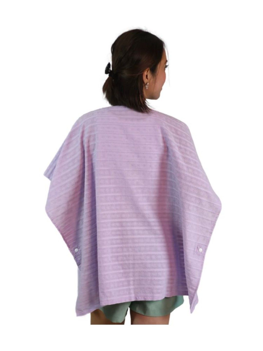 Sew Childhood Poncho Nursing Cover with Detachable Stiffener - Textured Cotton (Periwinkle- Image 3)