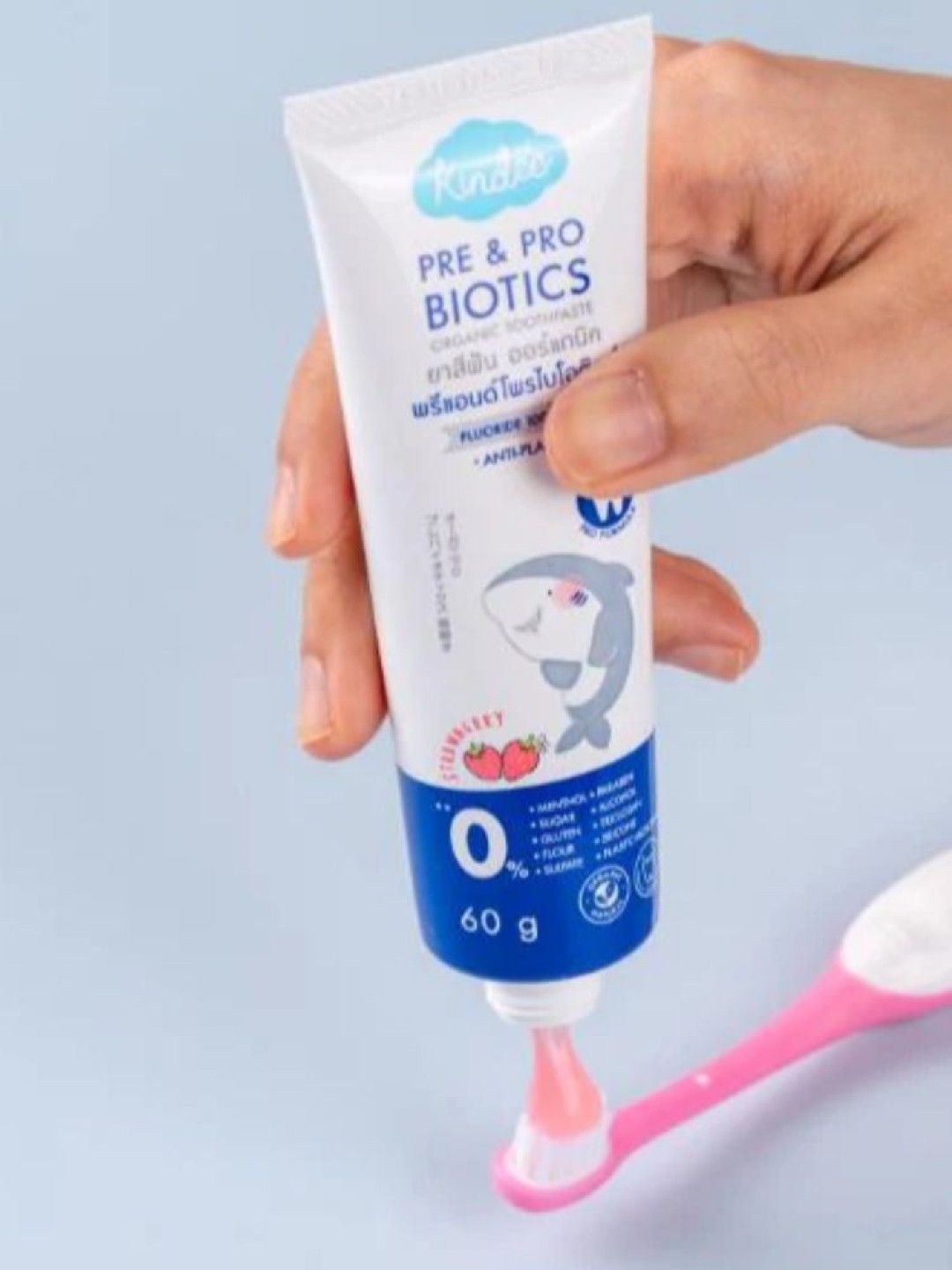 Kindee Organic Pre & Pro Biotic Toothpaste Strawberry 1000ppm (60g) (No Color- Image 4)