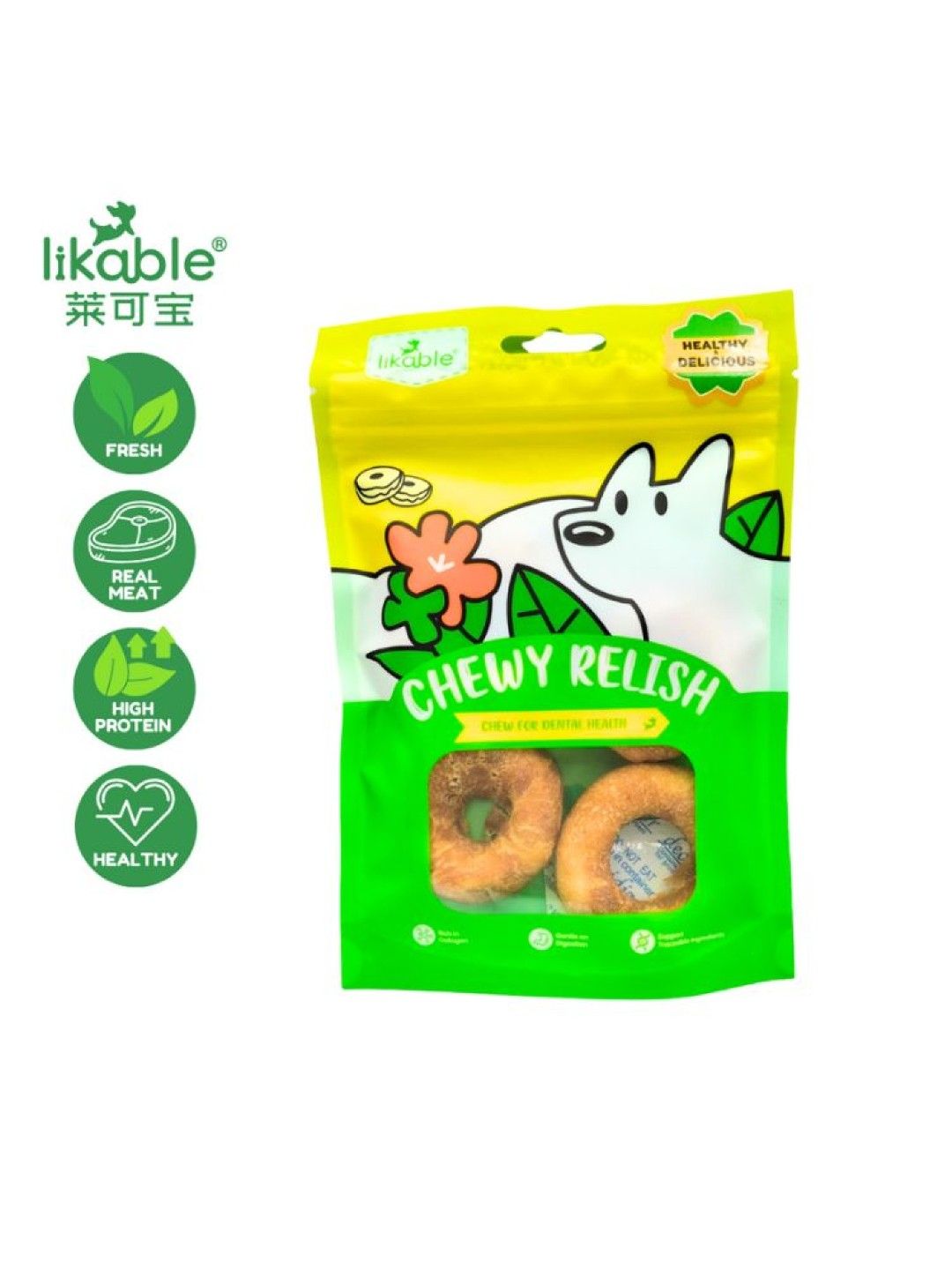 LIKABLE Chewy Relish Dog Snacks Small Donuts - Duck & Pear Flavor (70g) (No Color- Image 2)