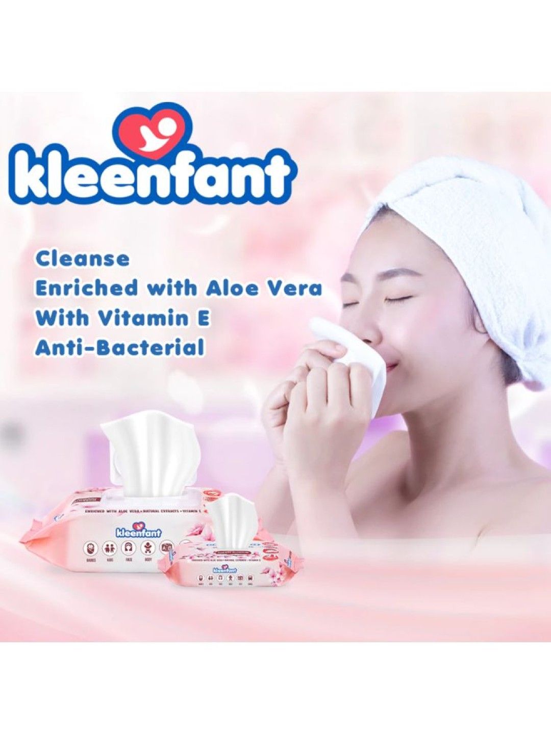 Kleenfant Cherry Blossom Cleansing Wipes 11 sheet (Pack of 6) (No Color- Image 2)