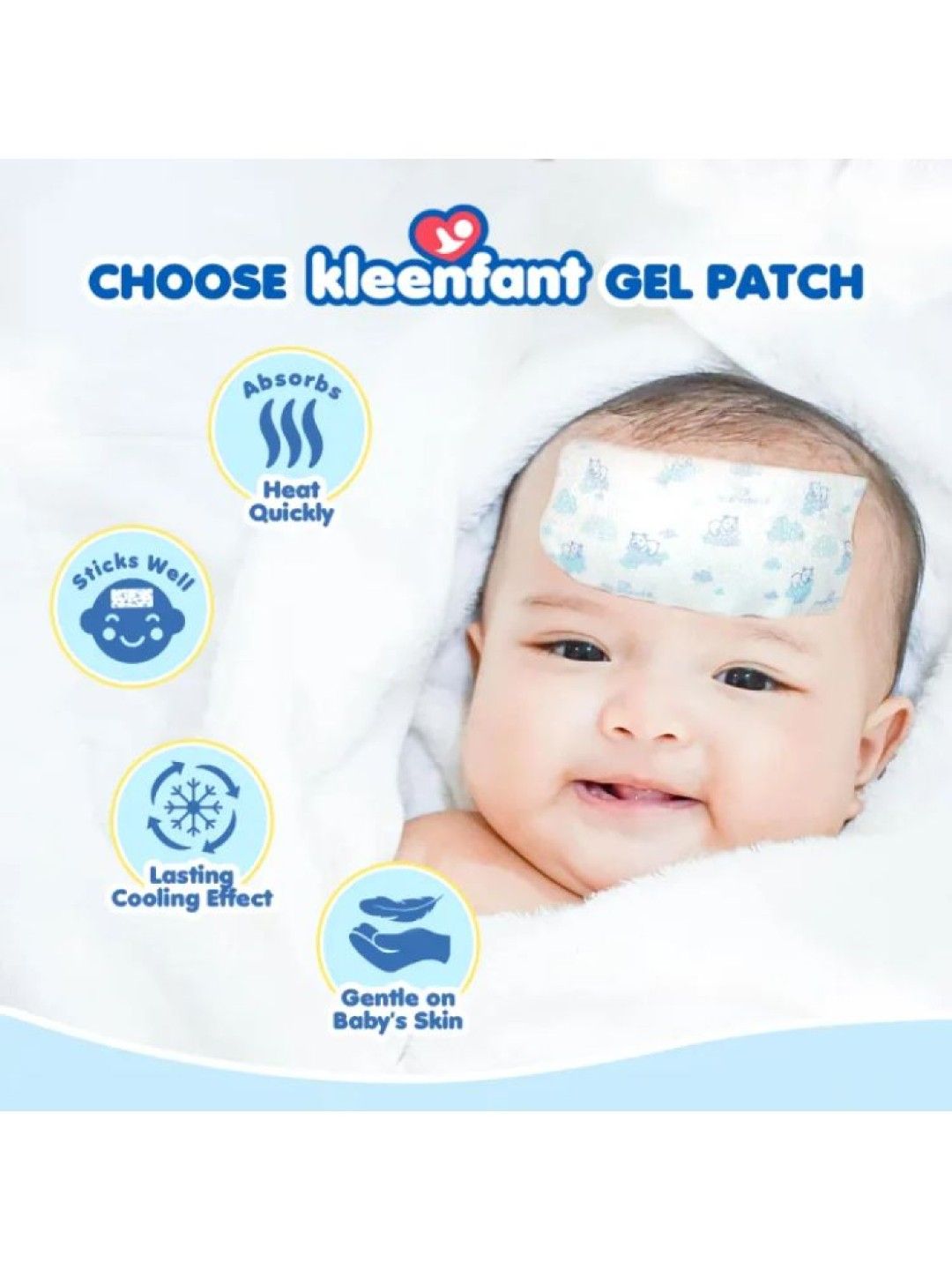 Kleenfant Cooling Gel Fever Patch (3 sheets) (No Color- Image 2)