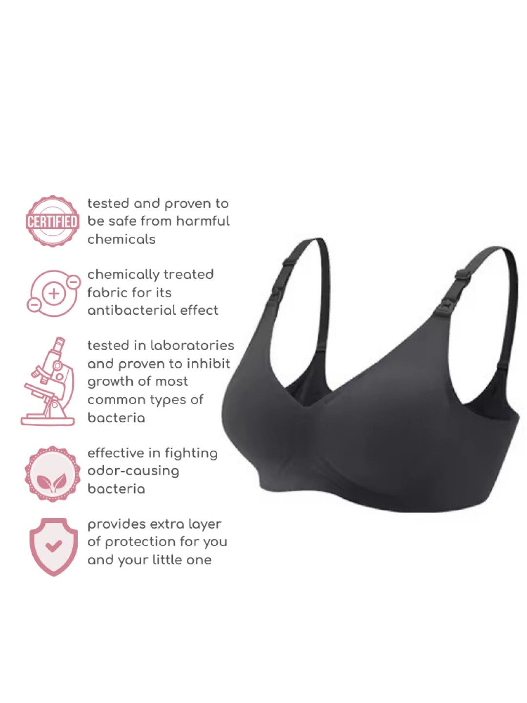 BellaMom Tina Ultra Soft Antibacterial Maternity and Nursing Bra (Beige- Image 2)