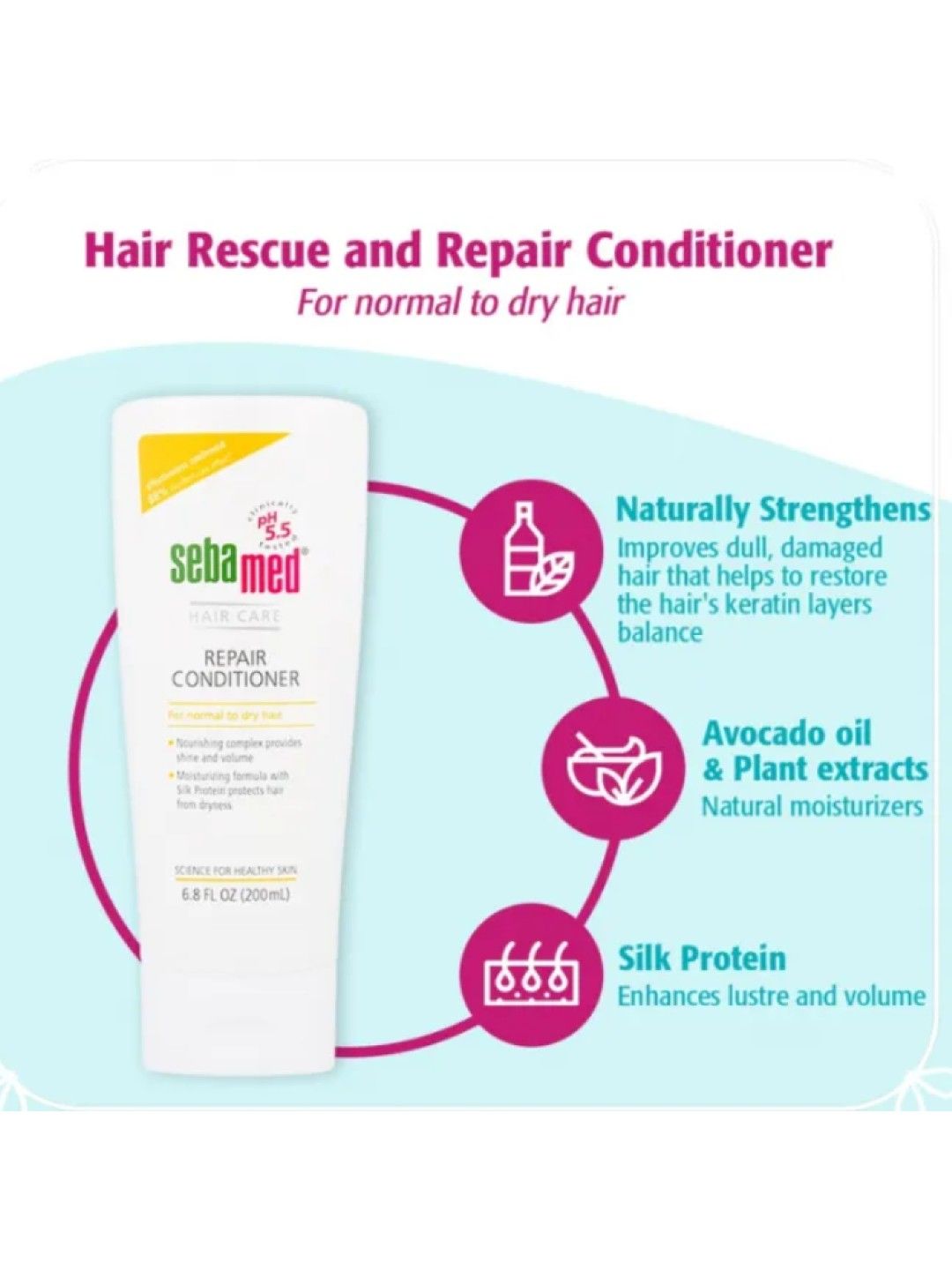 Sebamed Hair Care Repair Conditioner 200ml (No Color- Image 2)