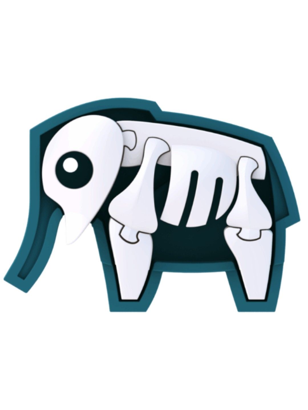 HALFTOYS Half Safari Elephant - 3D Magnetic Educational Puzzle Toy Diorama Set (No Color- Image 2)