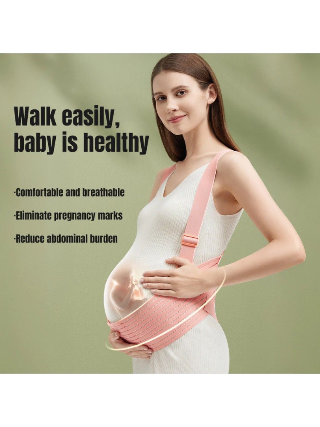 BabyPro Breathable Pregnancy Belly Support & Back Support Belt (Beige- Image 2)