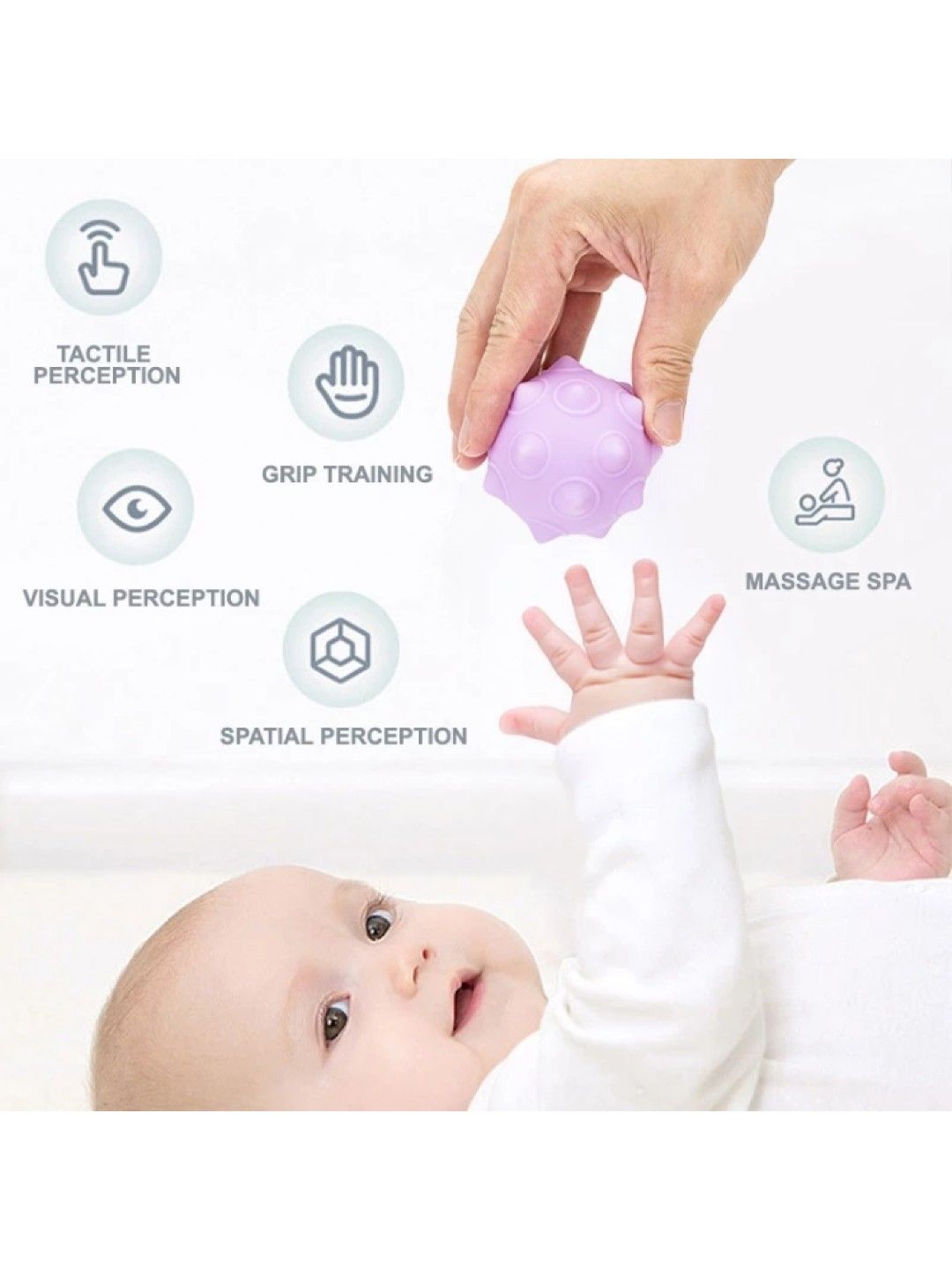 BabyPro Squeaky Training Soft Ball Sensory Toy 6pcs (No Color- Image 2)
