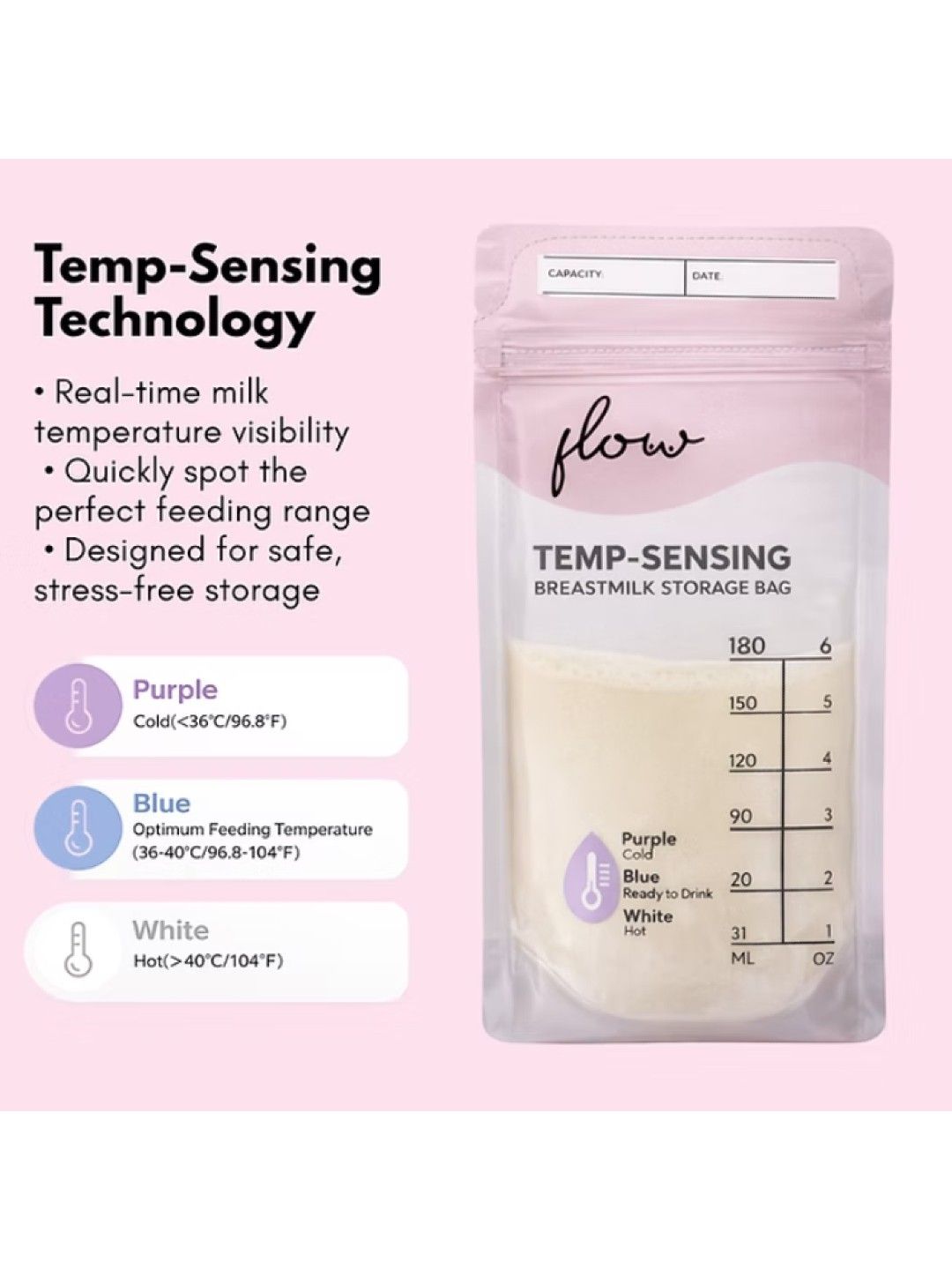 Flow Temp-Sensing Breast Milk Storage Bags (30pcs) (No Color- Image 2)