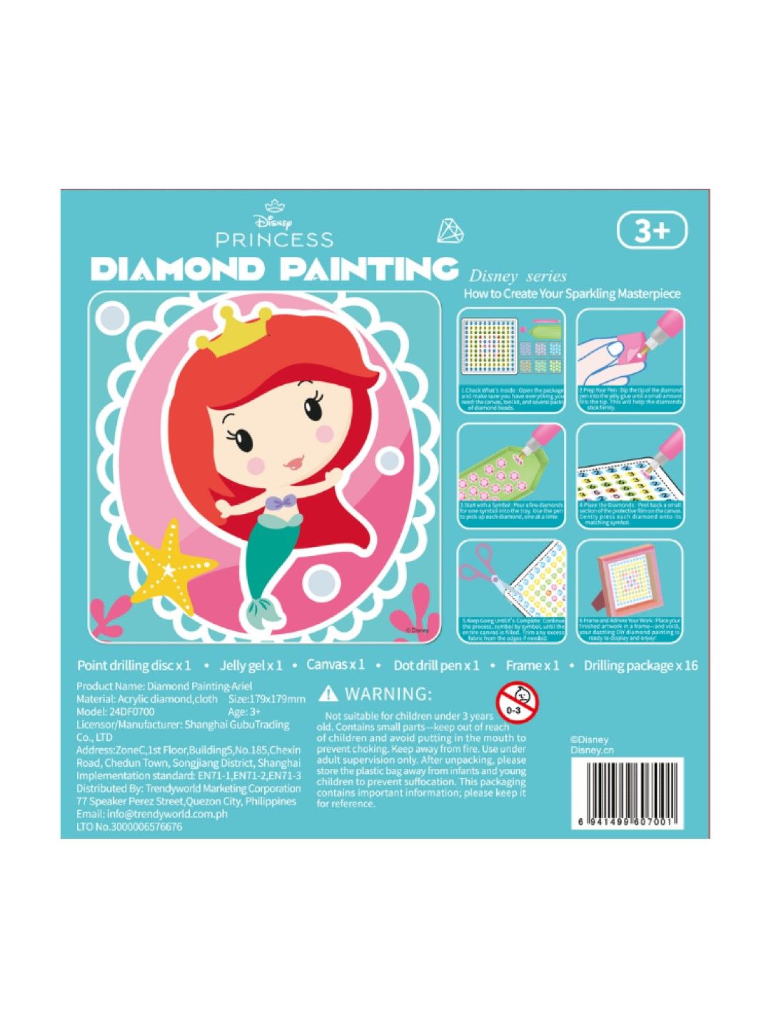 Gubu Disney Princess Ariel Diamond Painting Kit with Frame (No Color- Image 2)