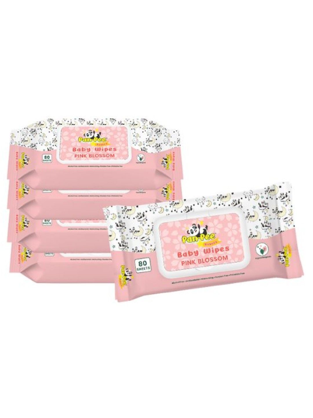 PanPee Savers Pink Blossom Scent Baby Wipes 80's Pack of 5 (No Color- Image 2)