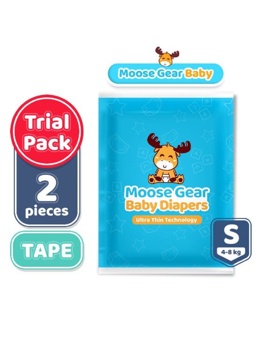 Moose Gear Baby Tape Diapers Trial Pack Small (2pcs) (No Color- Image 2)