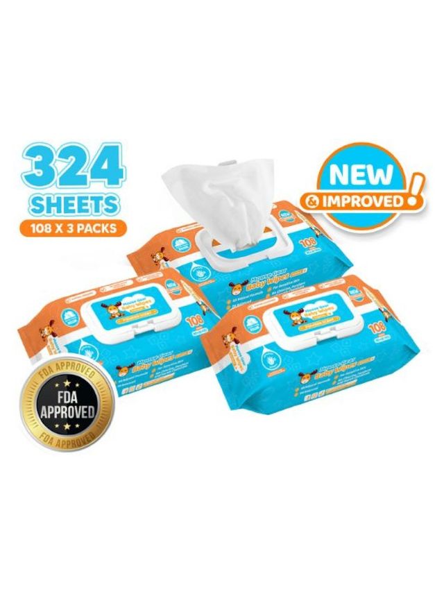 Moose Gear Baby Baby Wipes Powder Scent (108s x 3 | edamama