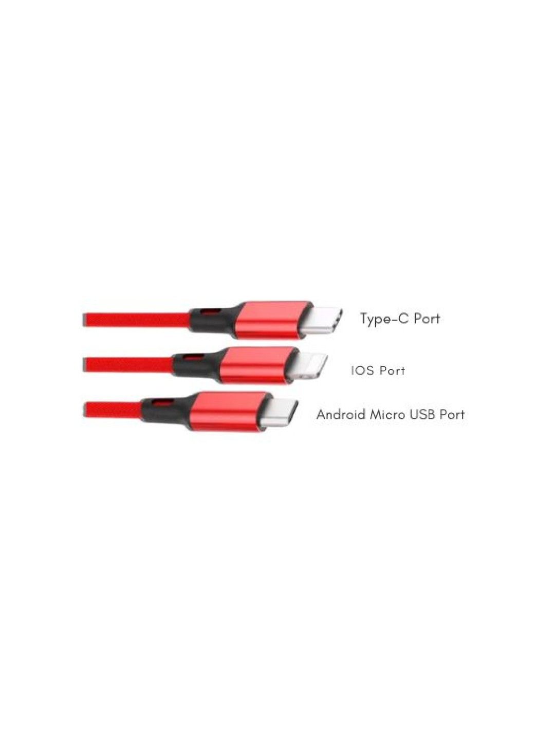 Compact Creatives 3 in 1 Charging Cable (Red- Image 2)