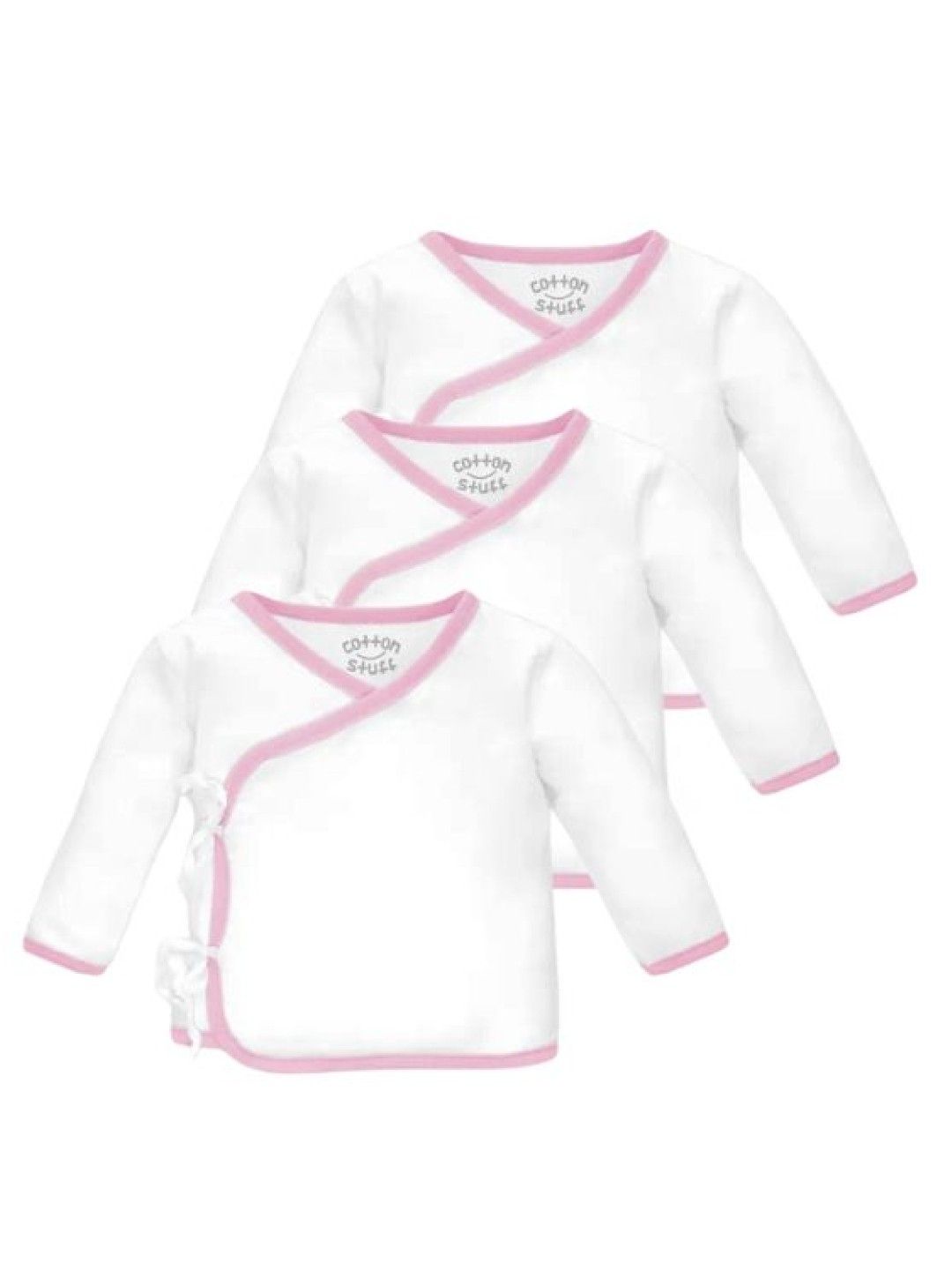 Cotton Stuff 3-Piece Longsleeves Tie-Side (White with Pink) (No Color- Image 1)