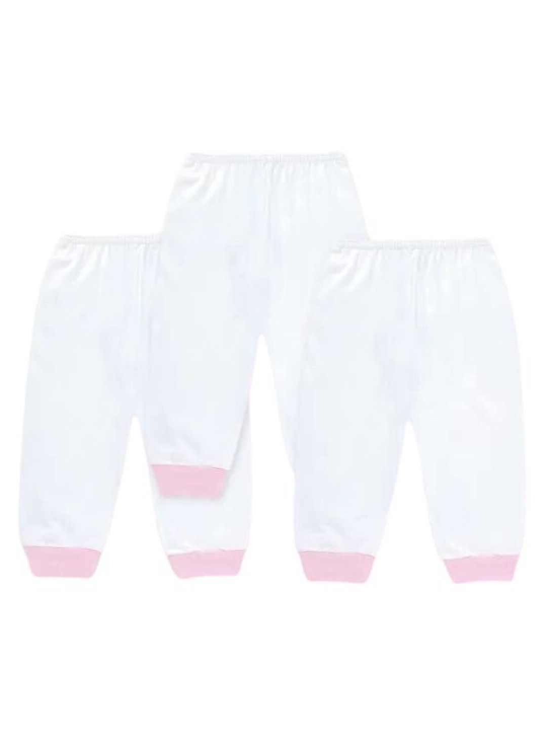 Cotton Stuff 3-Piece Pajama Pants (White with Pink) (No Color- Image 1)