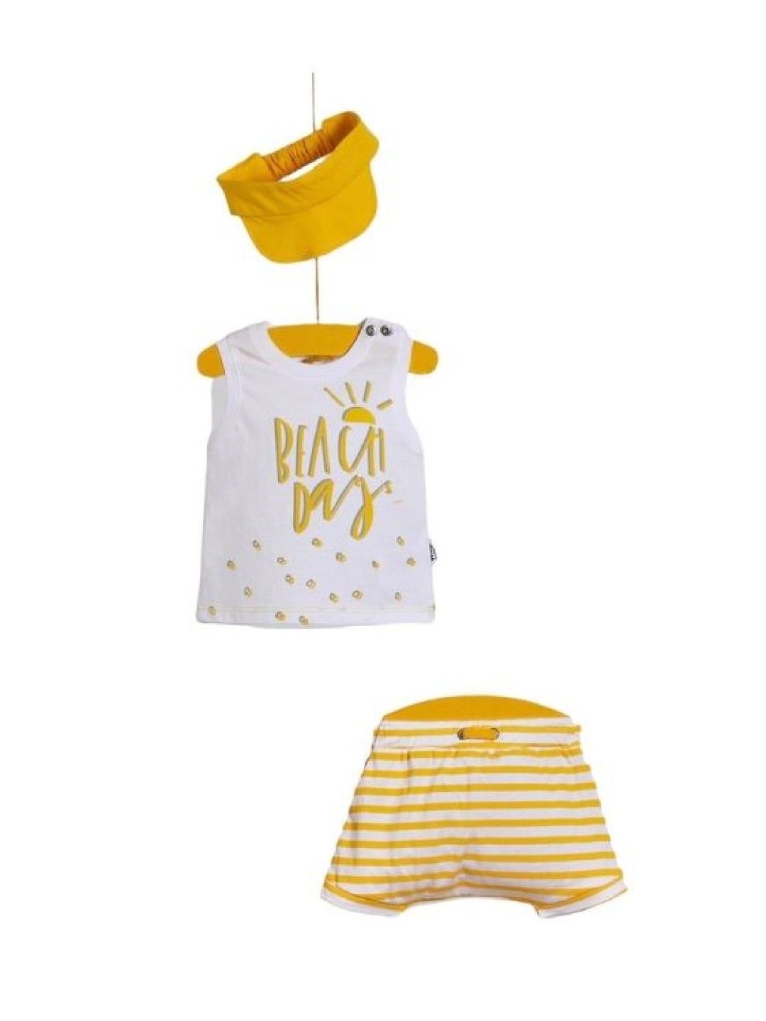 bean fashion Wogi Play 3-Piece Tank Top and Shorts Beach Day (White and Yellow- Image 1)