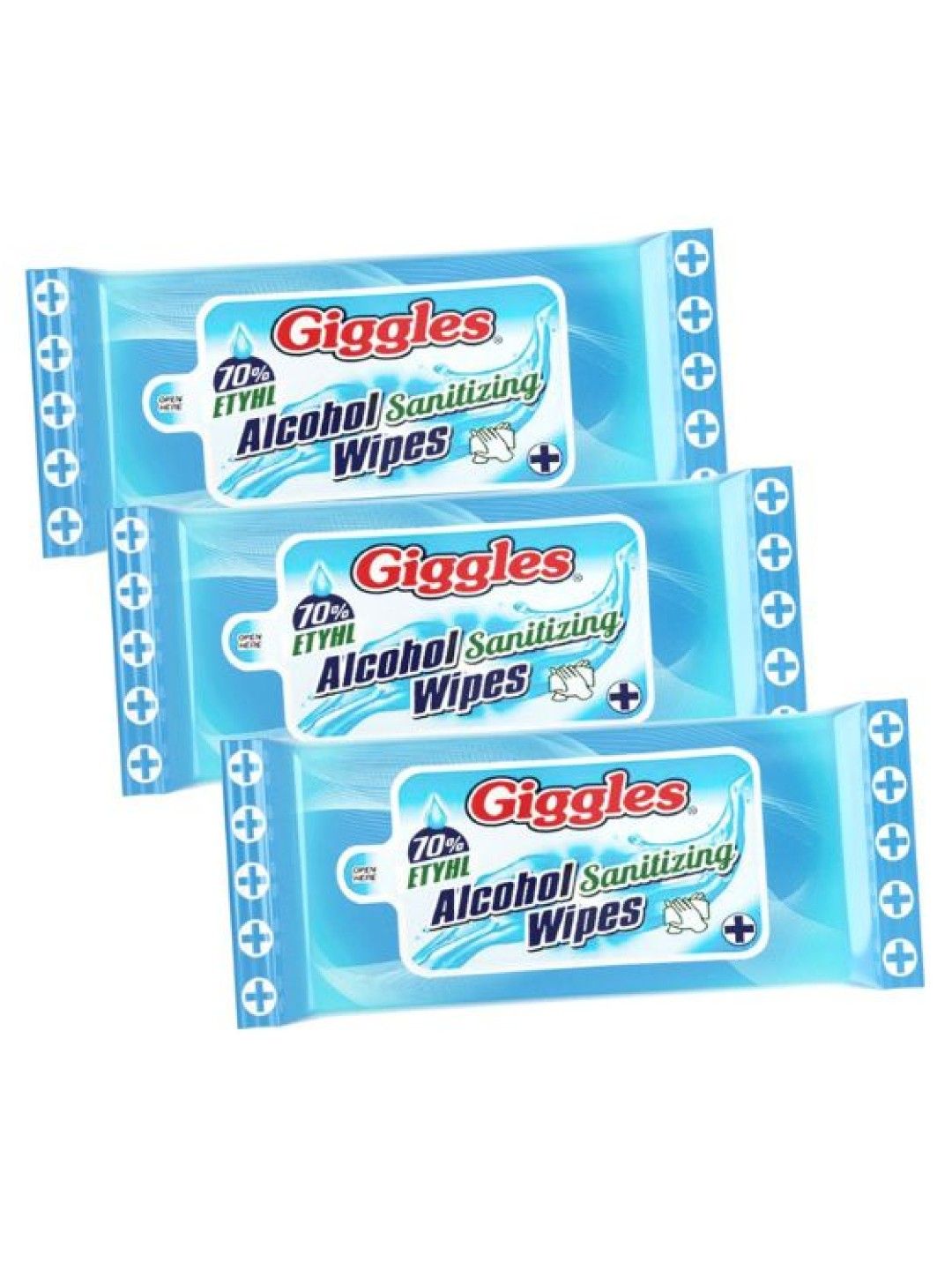 Giggles 3-in-1 Mini Pack 70% Ethyl Alcohol Sanitizing Wipes (No Color- Image 1)