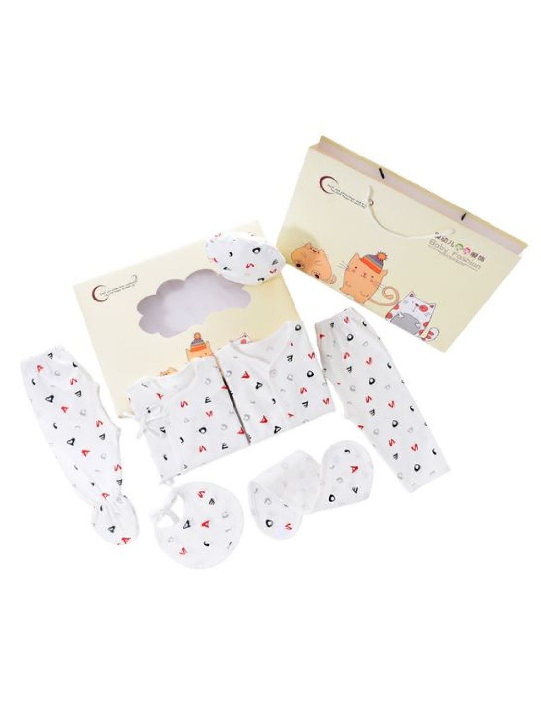 Cottonkind Printed Alphabets Newborn Baby Clothing Gift Set (7pcs) (White- Image 3)