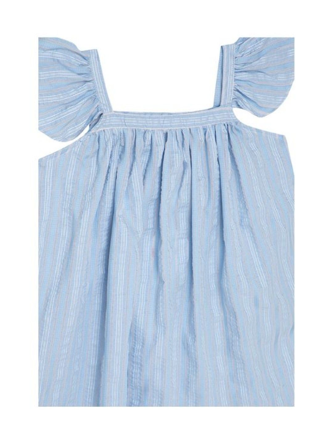 bean fashion Ruffled Sleeves Embroidery Dress (Blue- Image 3)