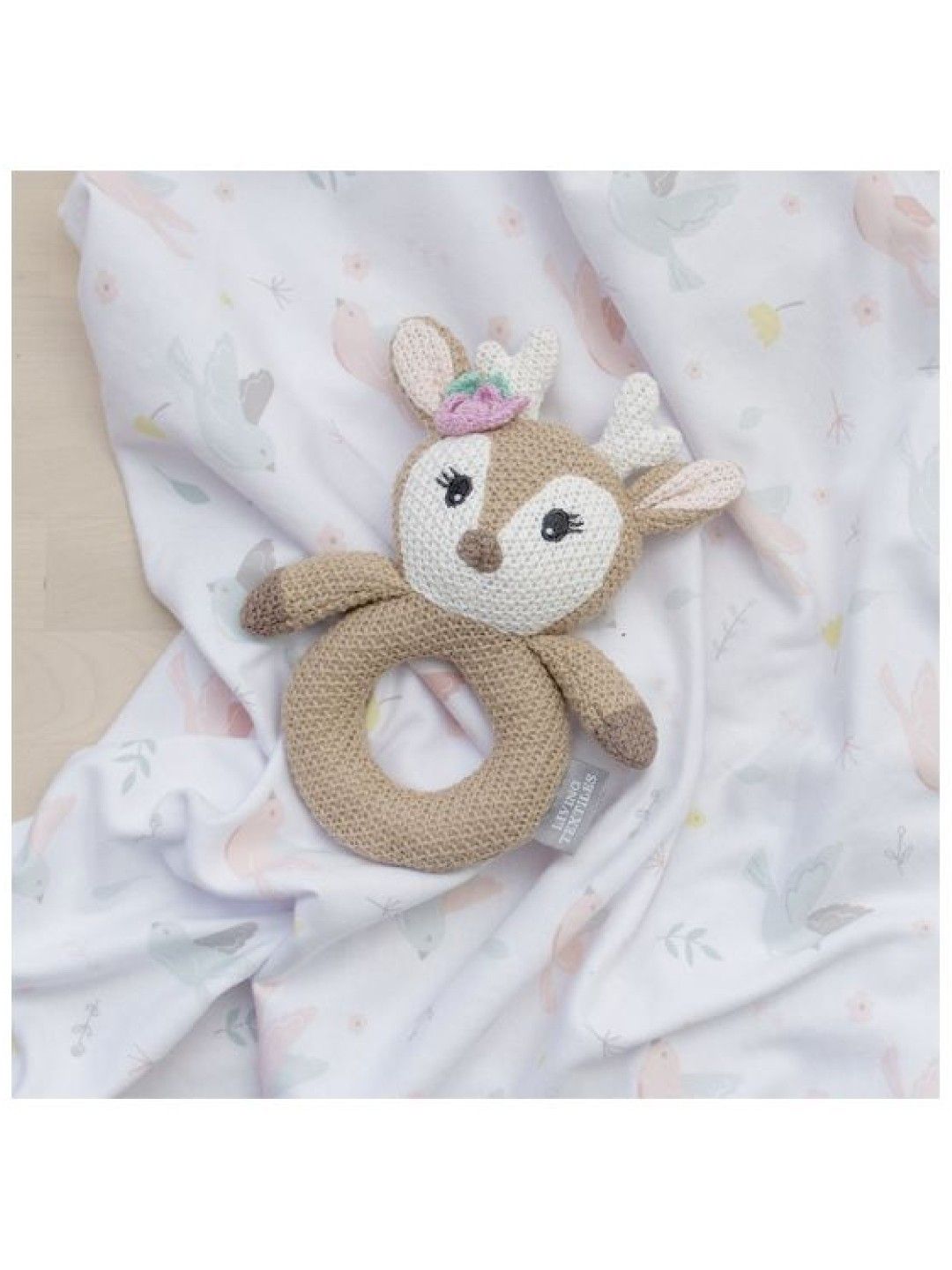 Living Textiles Jersey Swaddle & Rattle Gift Set - Ava/Fawn (No Color- Image 2)