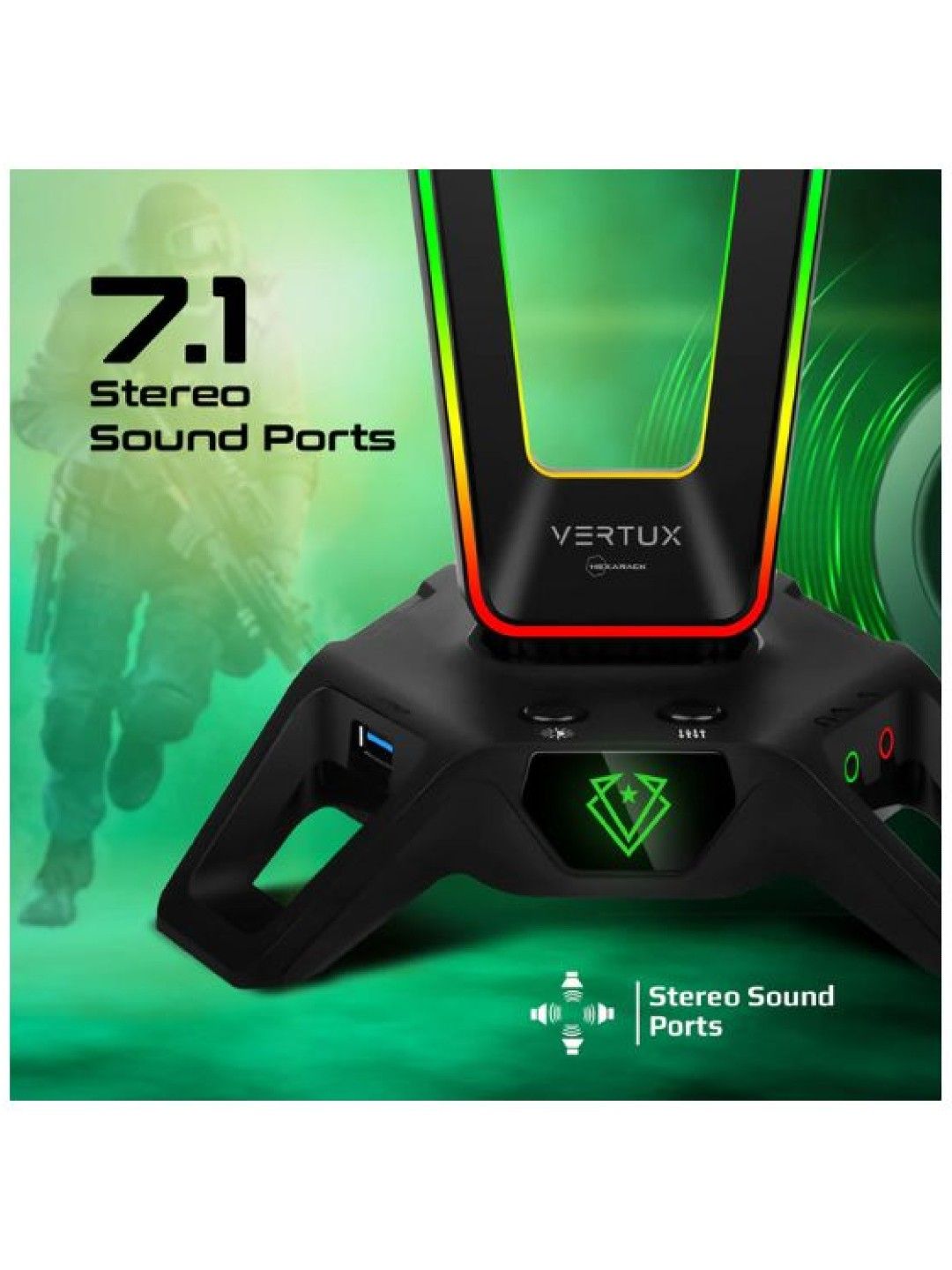 Vertux HEXARACK Gaming Headphone Stand (Black- Image 3)