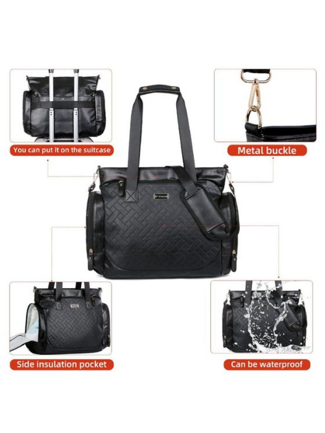 V-coool Big Capacity Mommy Diaper Bag (Black- Image 2)