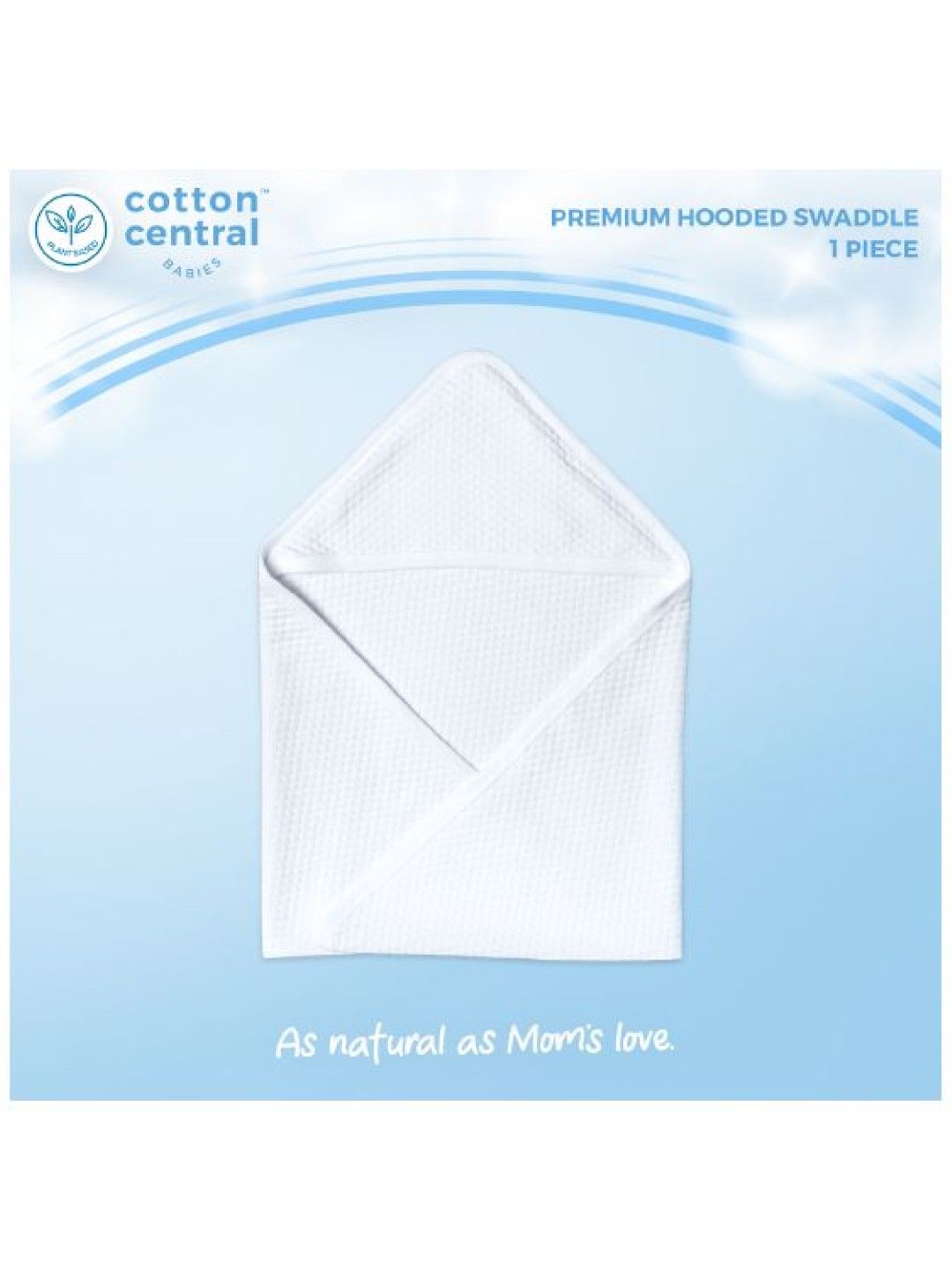 Cotton Central™ Receiving Blanket with Hood Premium 100% USA Cotton (Snow White- Image 2)