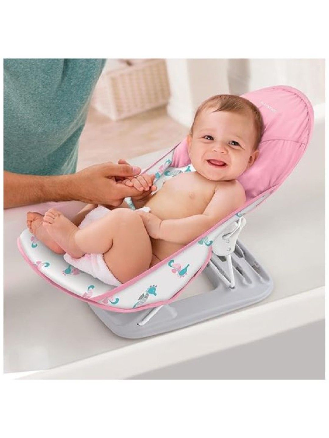 Summer Infant Deluxe Baby Bather Seahorse Suitable from 0+ Months (Pink- Image 4)