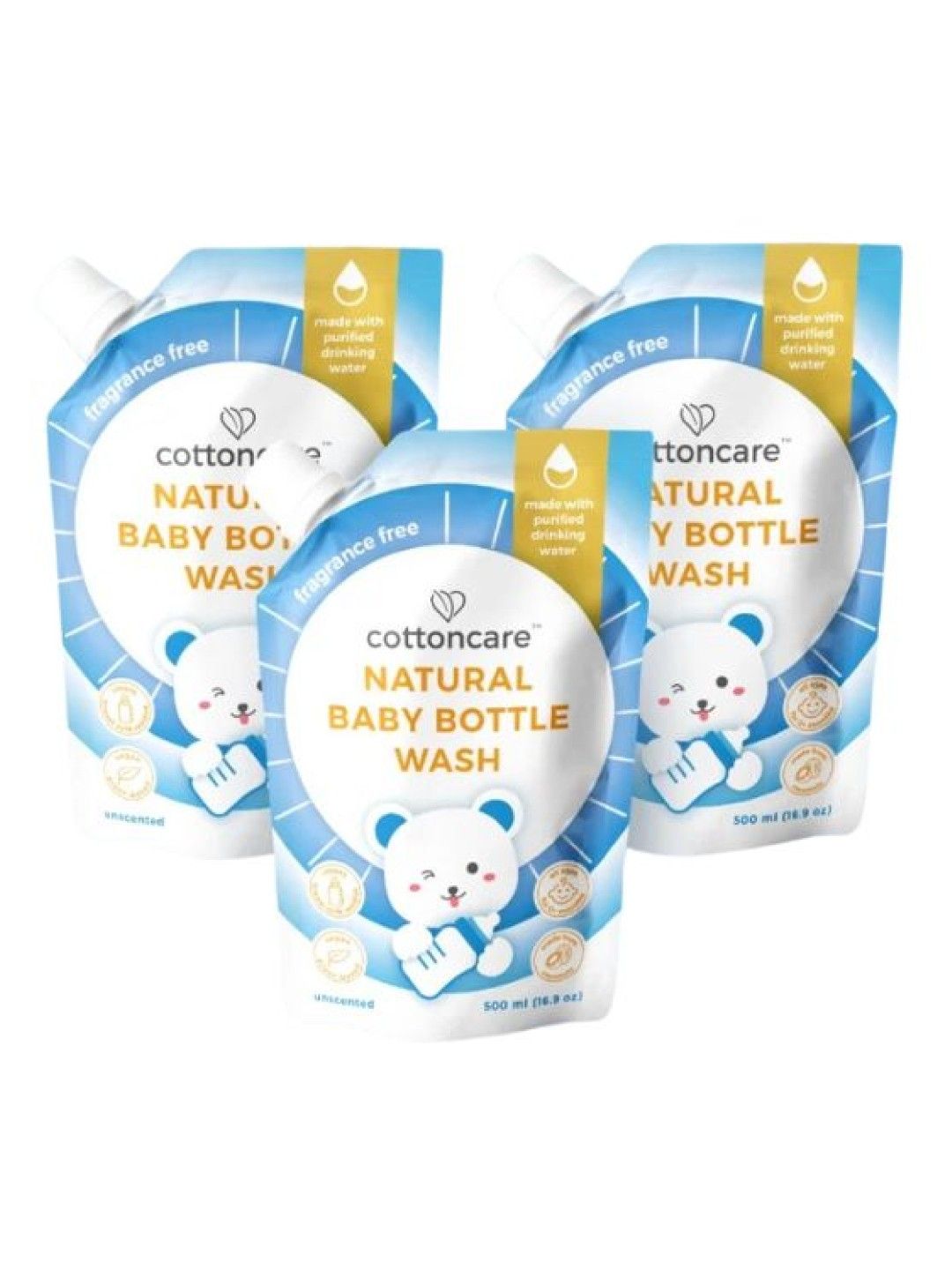 Cotton Central™ Cottoncare Natural Baby Bottle Wash - Unscented (1500 ml)