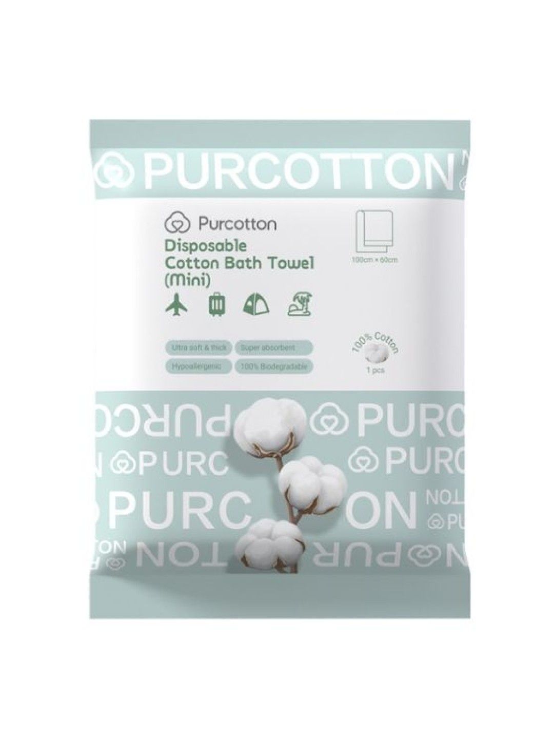 Purcotton Disposable Cotton Bath Towel Mini (No Color- Image 1)