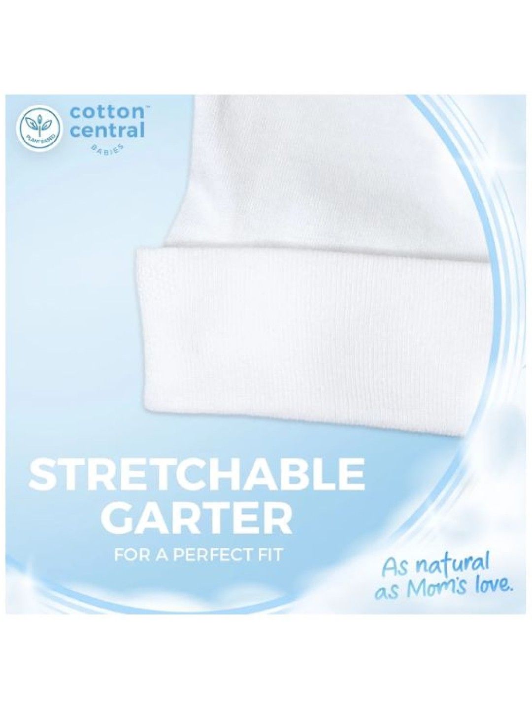 Cotton Central™ Newborn Starter Set - Mittens, Booties, Cap 100% USA cotton (Baby Blue- Image 2)