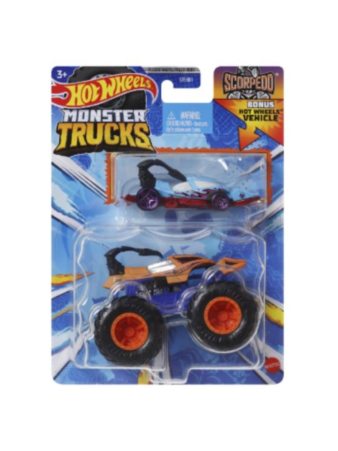 Hot Wheels Monster Trucks 1:64 Truck & Car - Scorpedo Combo Pack (No Color- Image 4)