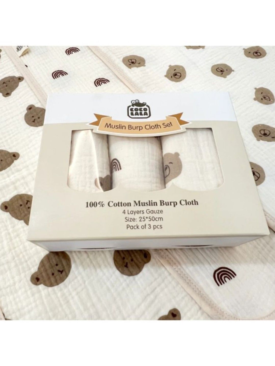Coco Lala Muslin Burp Cloth 3 Pcs Set (No Color- Image 2)