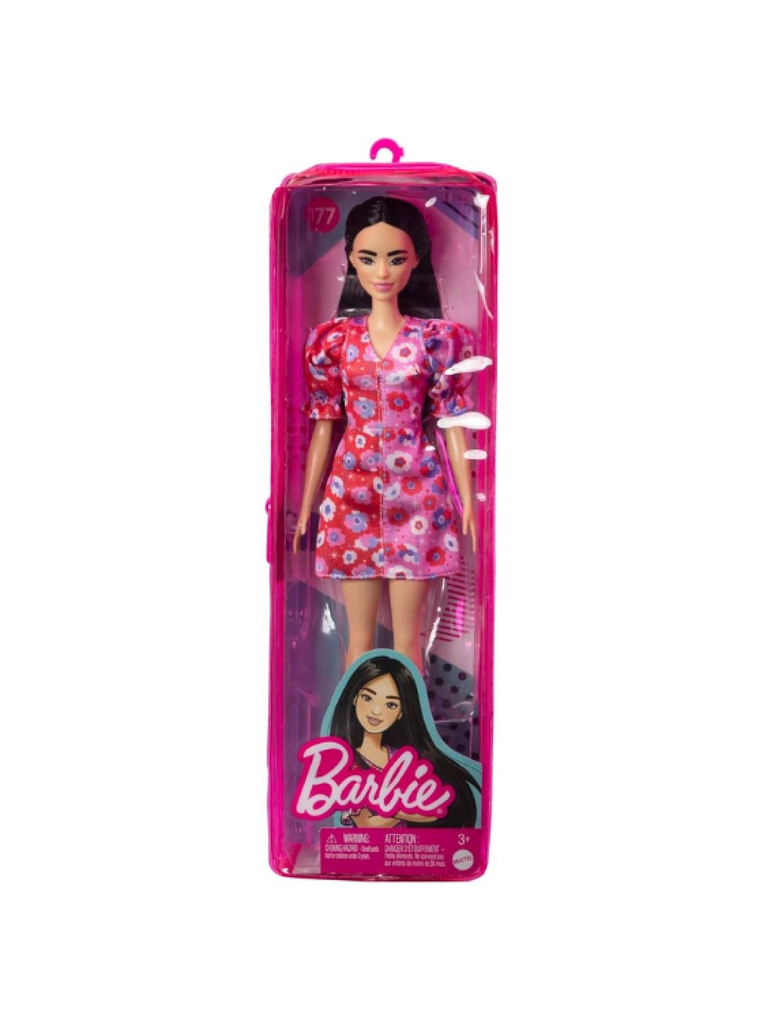 Barbie Fashionistas Doll #177 With Long Black Hair & Floral Dress (No Color- Image 4)
