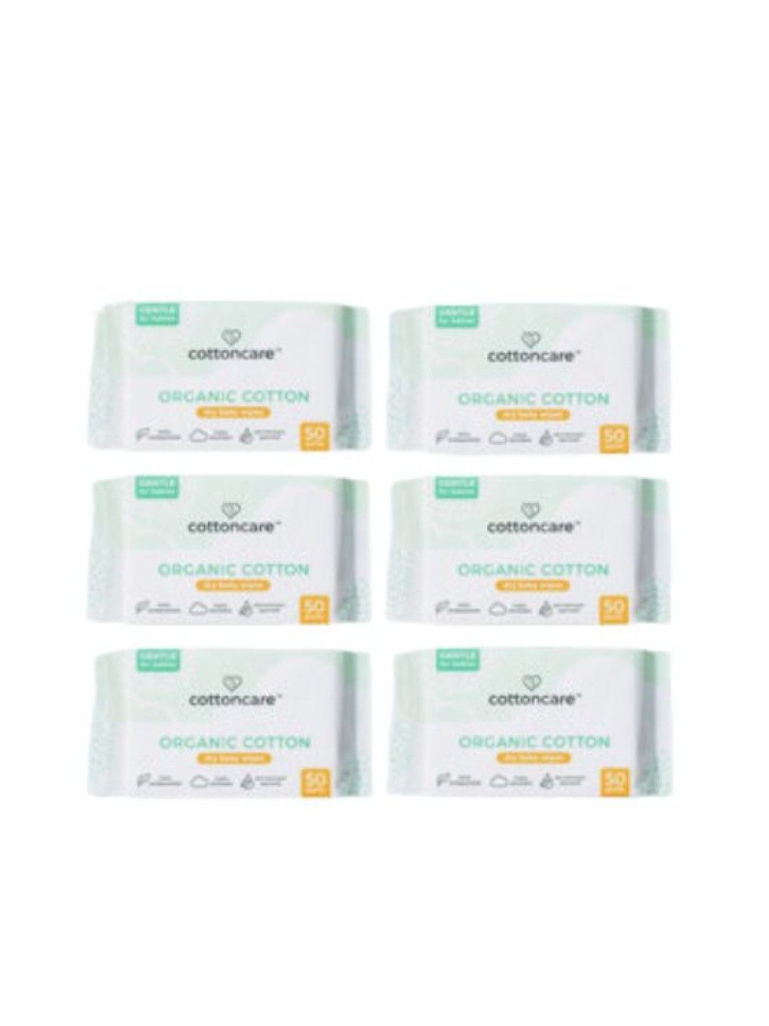 Cotton Central™ Organic Cotton Dry Cleansing Baby Wipes (50s) x 6 (No Color- Image 1)