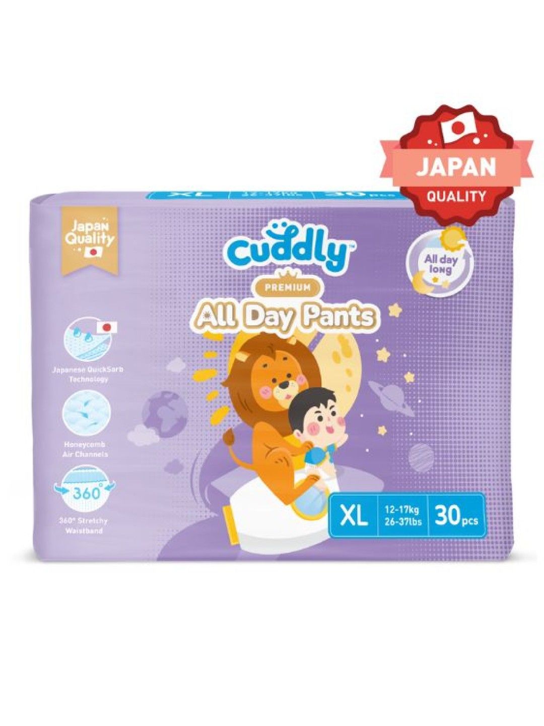 Cuddly All Day Overnight Premium Baby Pants Diaper XL (30pcs)