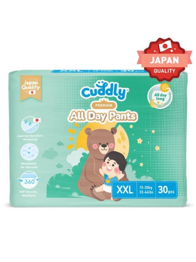 Cuddly All Day Overnight Premium Baby Pants Diaper XXL (30pcs)
