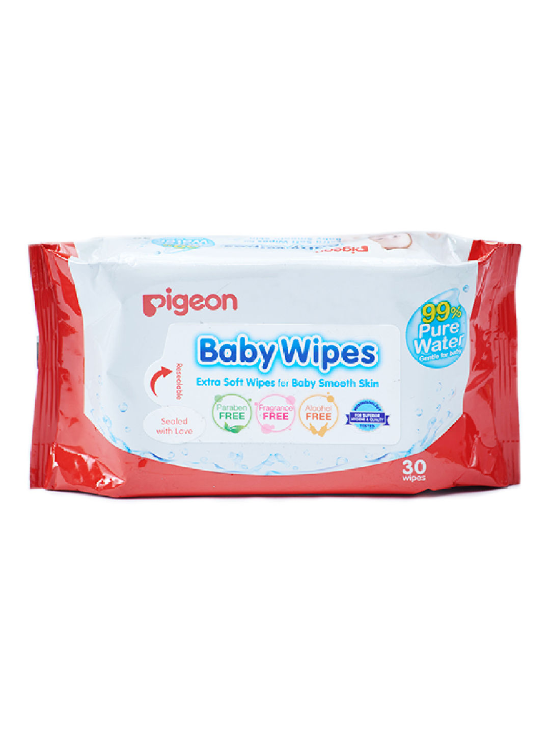 Pigeon Baby Wipes Water Base (30 sheets) (White- Image 1)