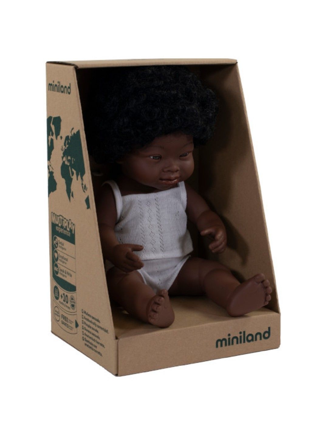 Miniland Dolls Baby Doll African Girl With Down Syndrome (38cm) (No Color- Image 1)