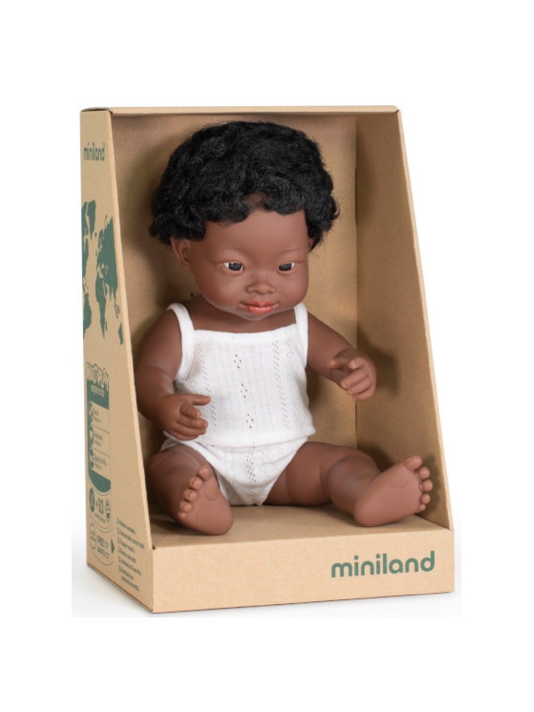 Miniland Dolls Baby Doll African Boy With Down Syndrome (38cm) (No Color- Image 1)